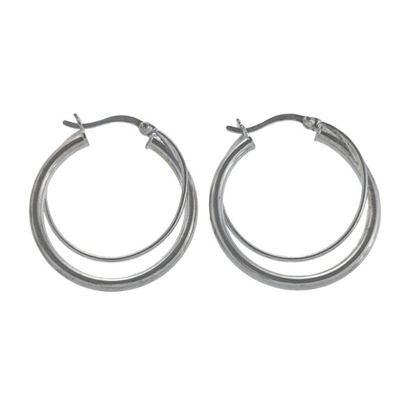 Vintage AV Thailand Sterling Silver 925 Interlocking 3.1cm Double Hoop Earrings - Picture 1 of 6